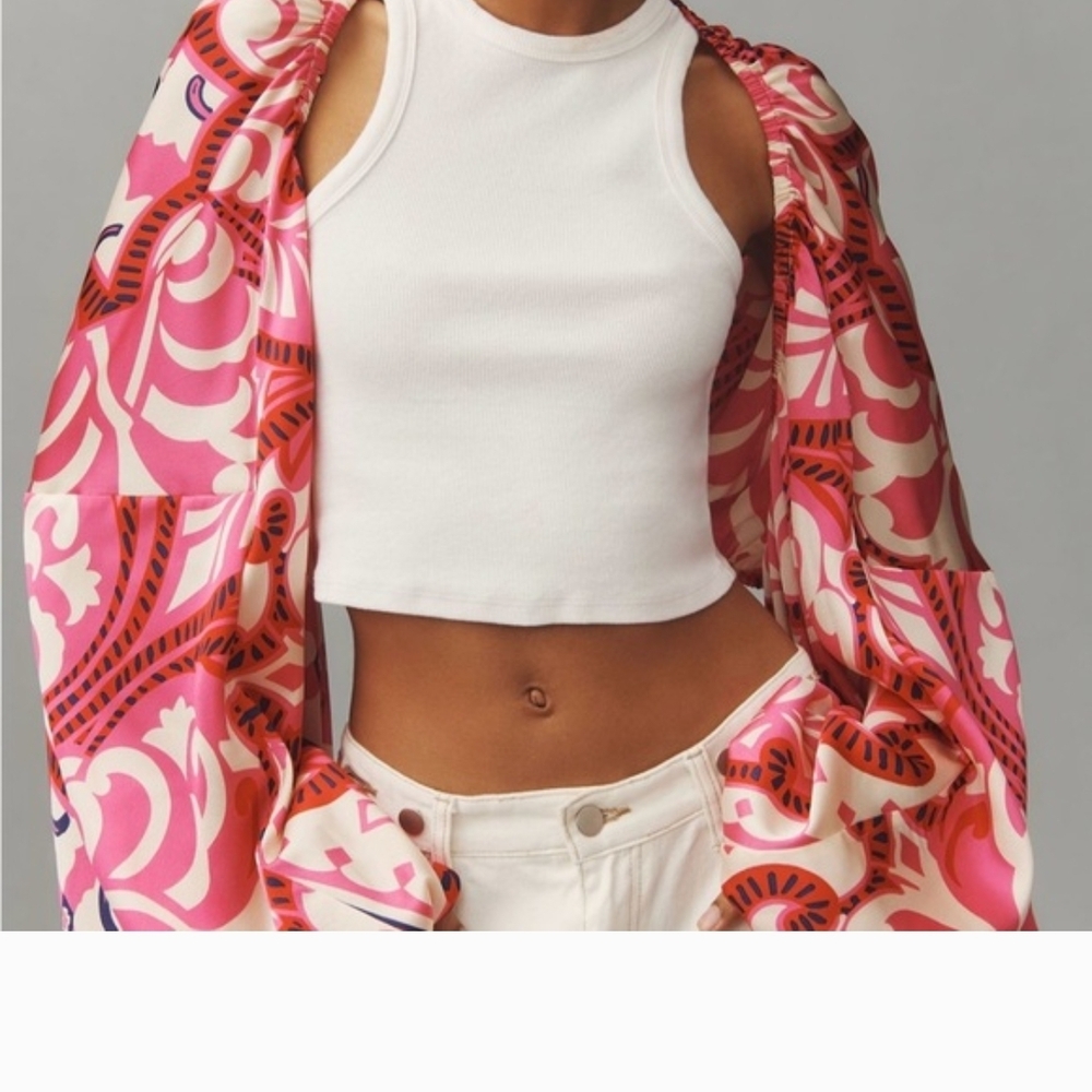 Vibrant Pink Patterned Women's Shrug - Picture 3 of 6